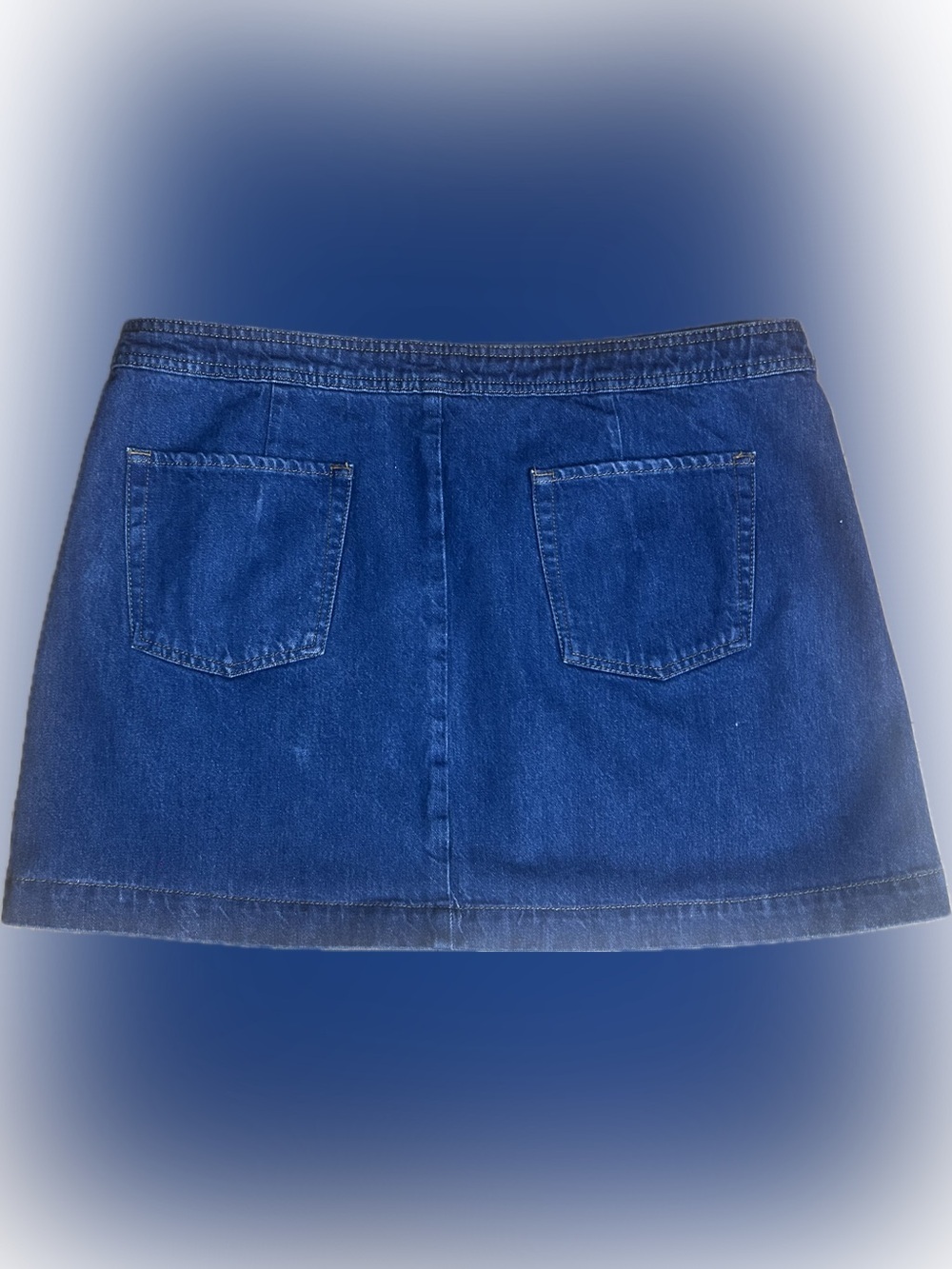 Frame SZ 34 Denim Blue Sailor Snap Denim Mini Skirt/Waist 40” - Picture 3 of 9